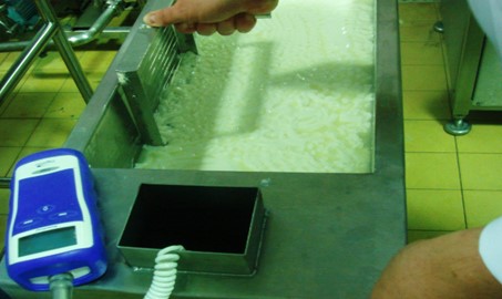 A photo of the process of making cheese
