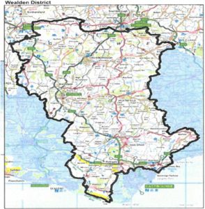 Map outlining the Wealden District