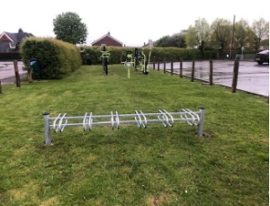 2 steel galvanised cycle racks along Horam Get Active Pathway.